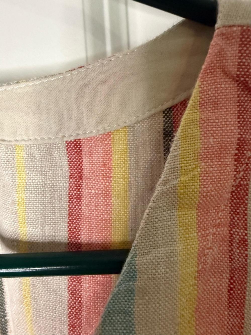 Garnet Hill Linen Pleated Detail Dress Sorbet Stripe Misses 10 - Picture 6 of 7